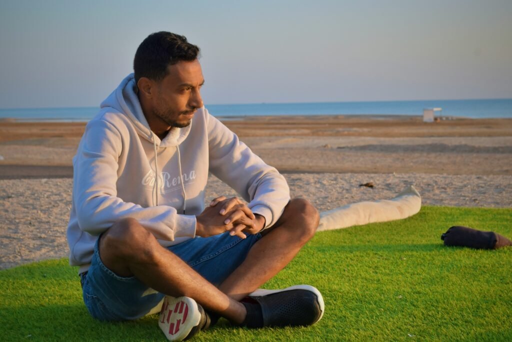 Man taking a resting break from excersise